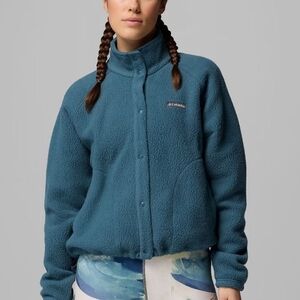 Columbia Women's Jasper Ridge Pebbled Fleece Full Snap Teal Teddy Jacket